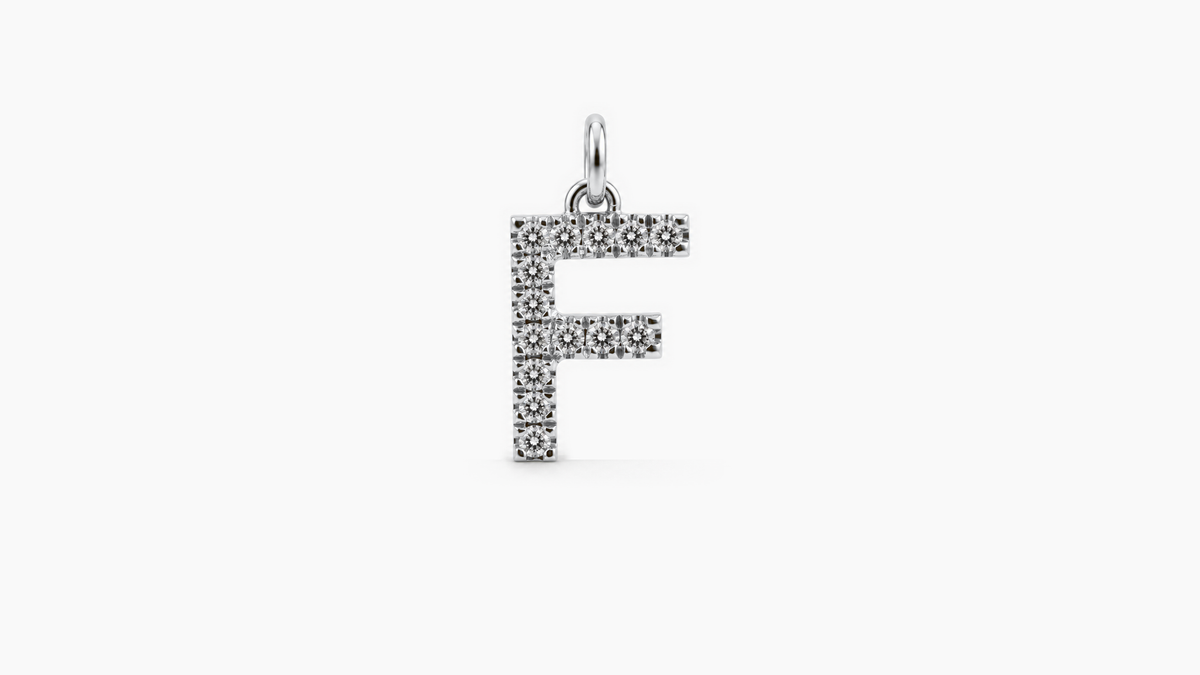 Large Diamond Initial Pendant — F — White Gold