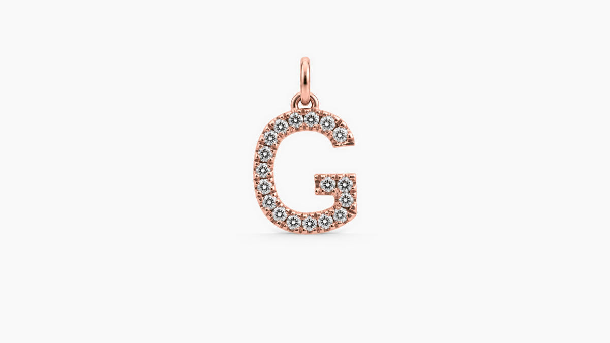 Large Diamond Initial Pendant — G — Rose Gold