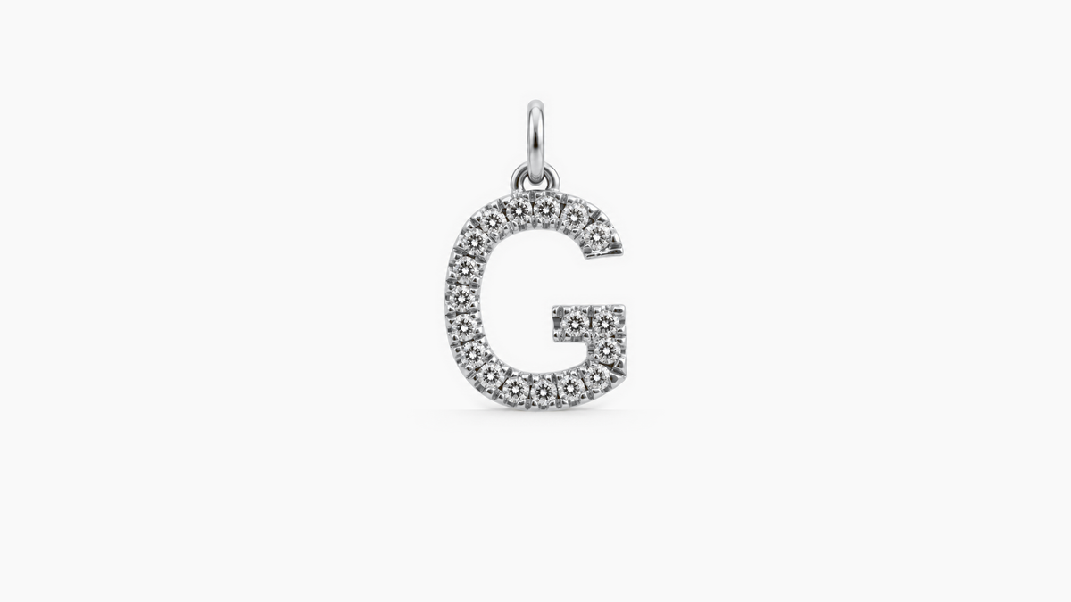 Large Diamond Initial Pendant — G — White Gold