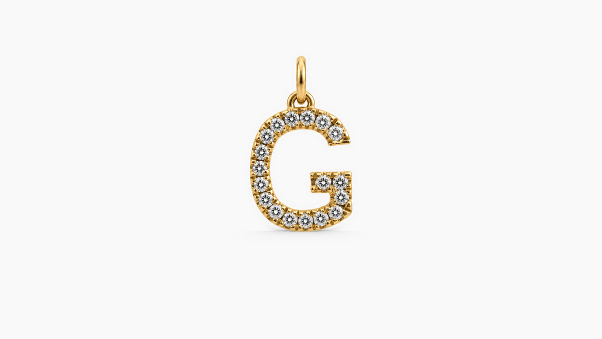 Large Diamond Initial Pendant — G — Yellow Gold