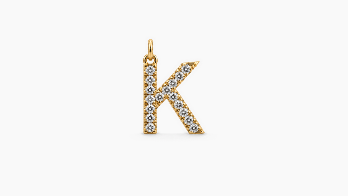 Large Diamond Initial Pendant — K — Yellow Gold