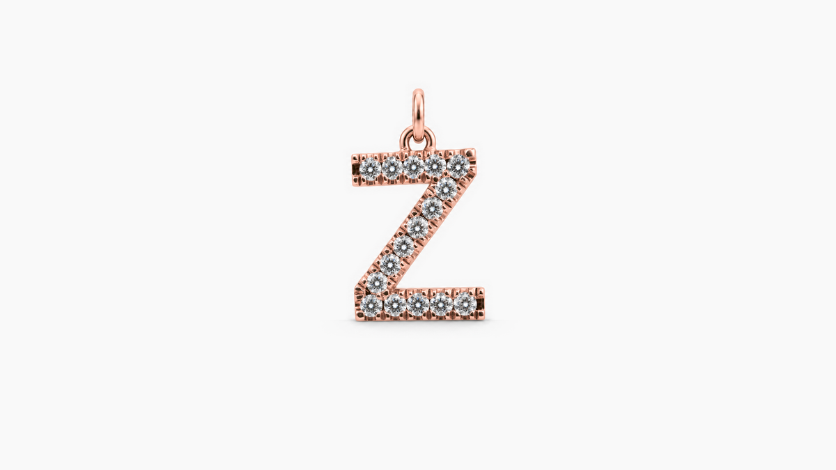 Large Diamond Initial Pendant — Z — Rose Gold