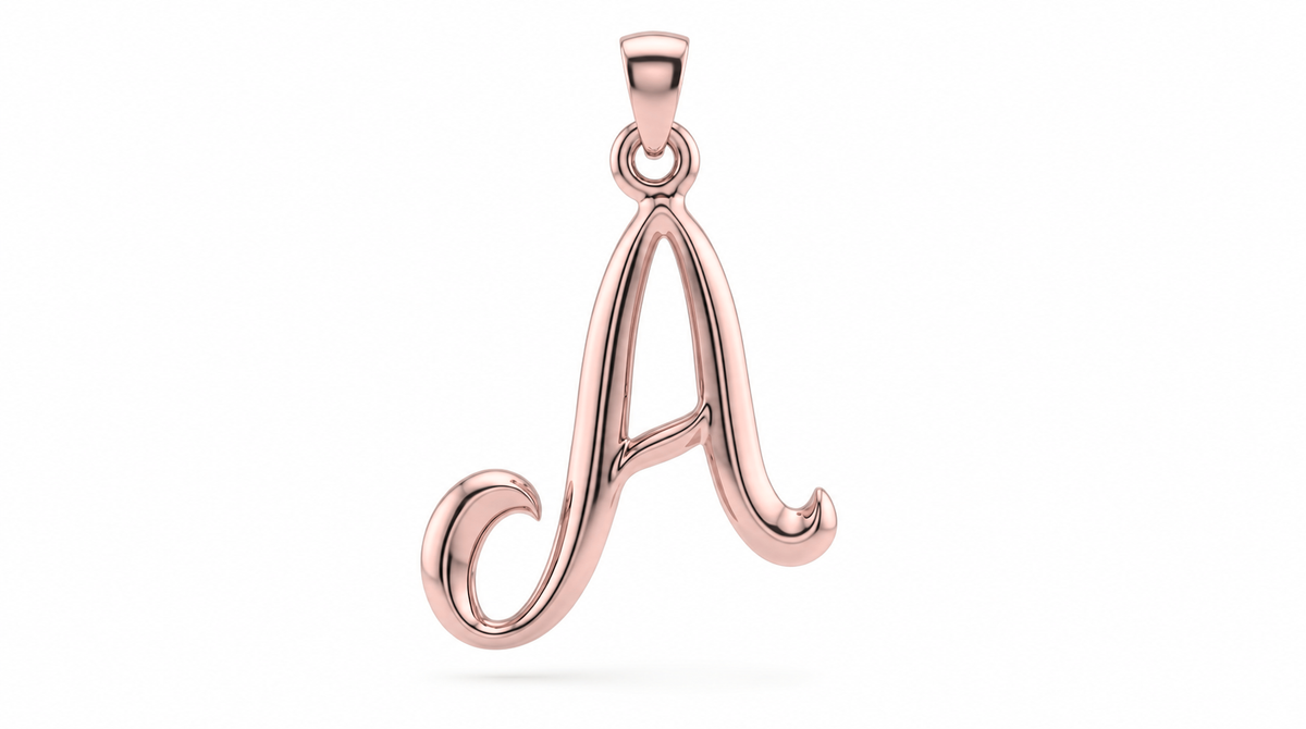 Large Cursive Initial — A — Rose Gold