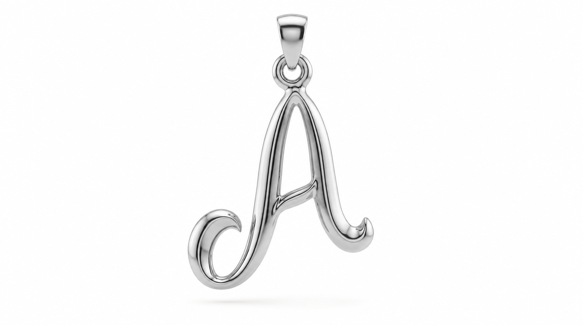 Large Cursive Initial — A — White Gold