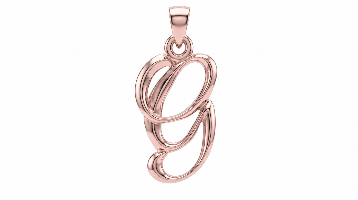 Large Cursive Initial — G — Rose Gold