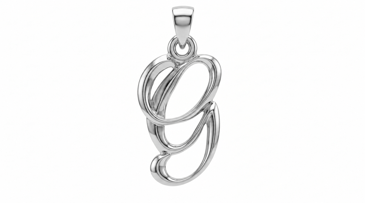 Large Cursive Initial — G — White Gold