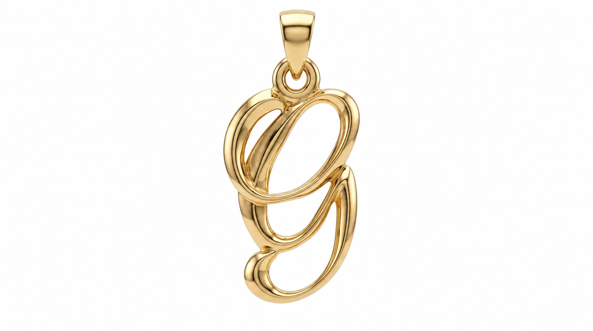 Large Cursive Initial — G — Yellow Gold