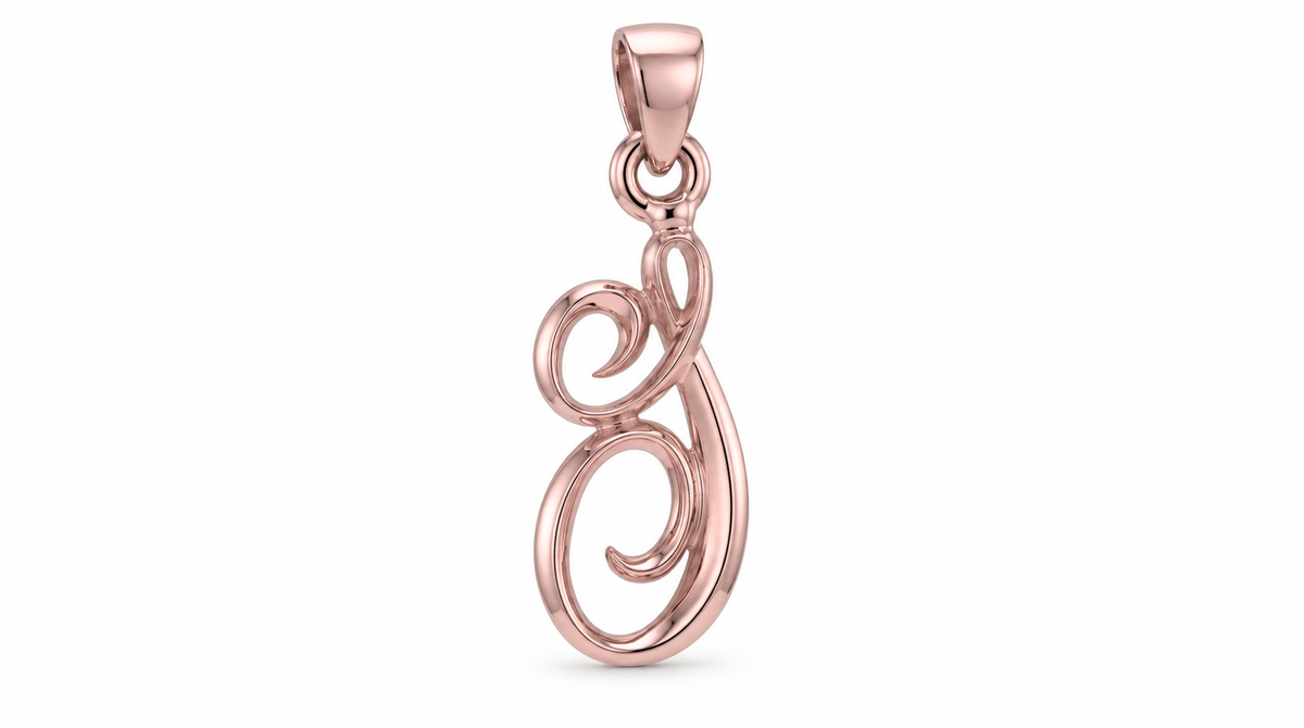 Large Cursive Initial — I — Rose Gold