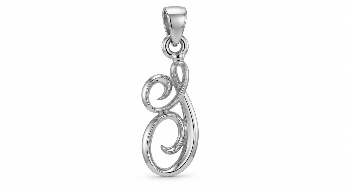 Large Cursive Initial — I — White Gold