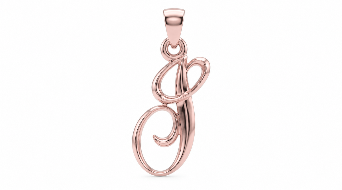 Large Cursive Initial — J — Rose Gold