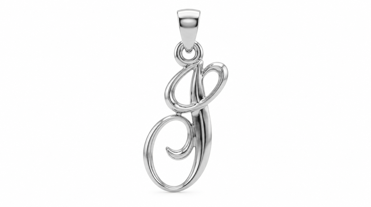 Large Cursive Initial — J — White Gold