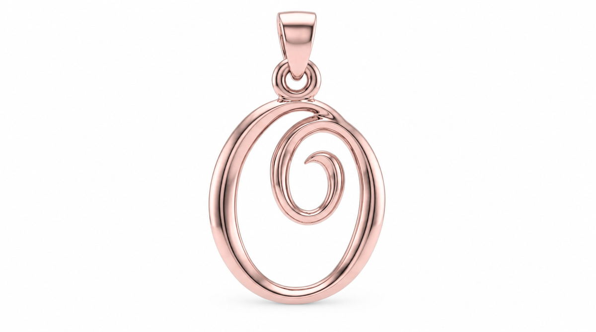 Large Cursive Initial — O — Rose Gold