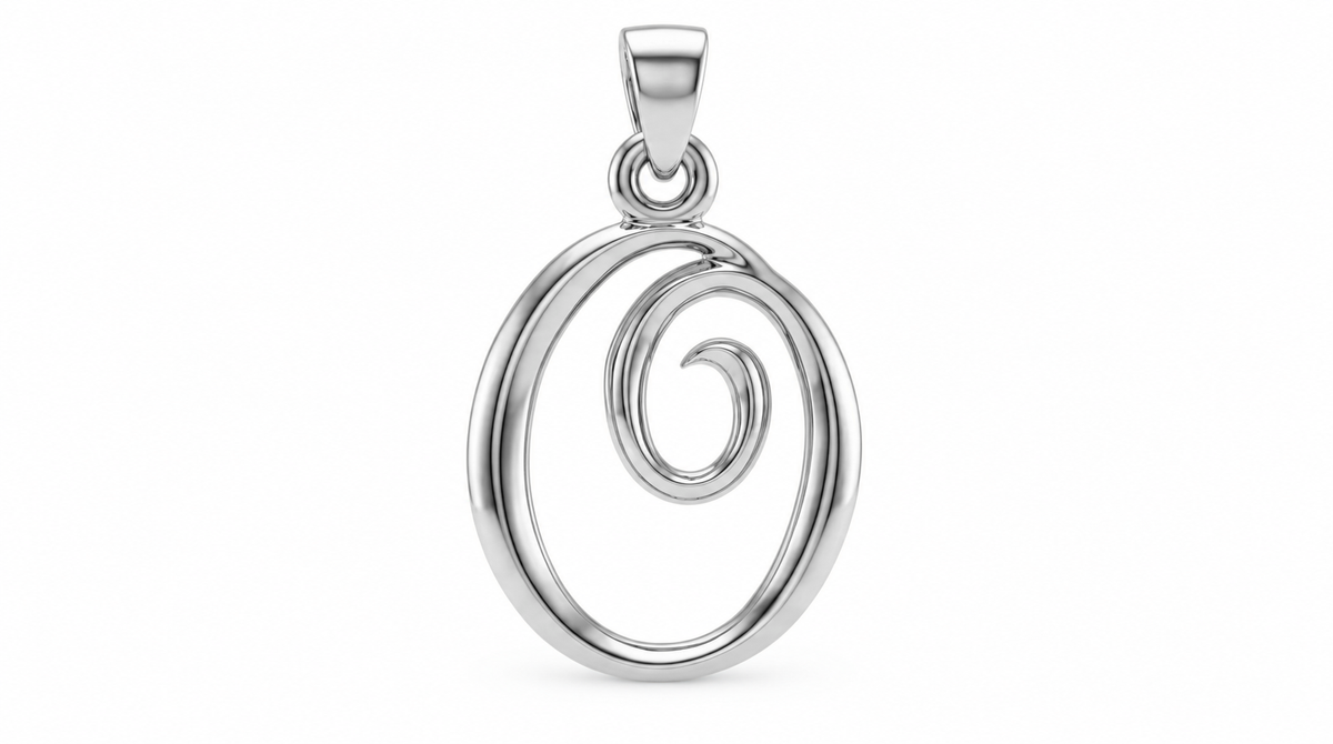 Large Cursive Initial — O — White Gold