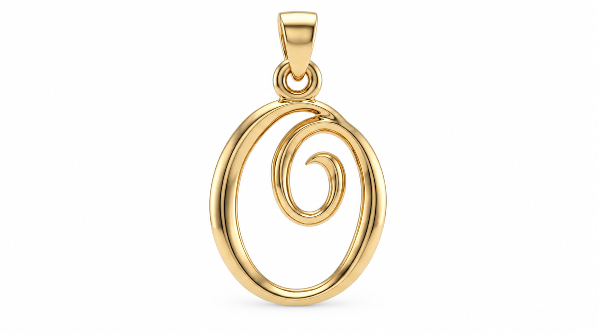 Large Cursive Initial — O — Yellow Gold