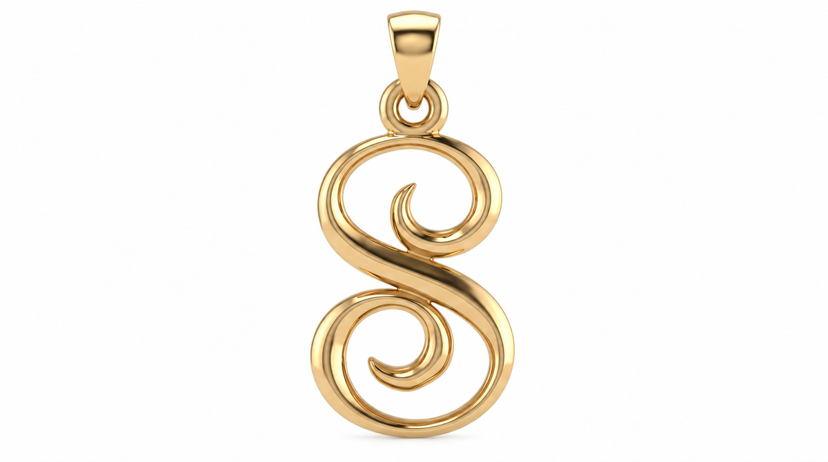 Large Cursive Initial — S — Yellow Gold