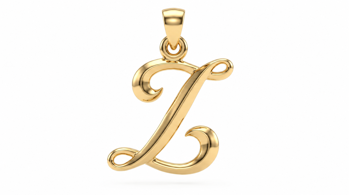 Large Cursive Initial — Z — Yellow Gold