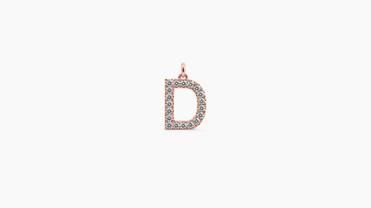 Small Diamond Initial Pendant — D — Rose Gold