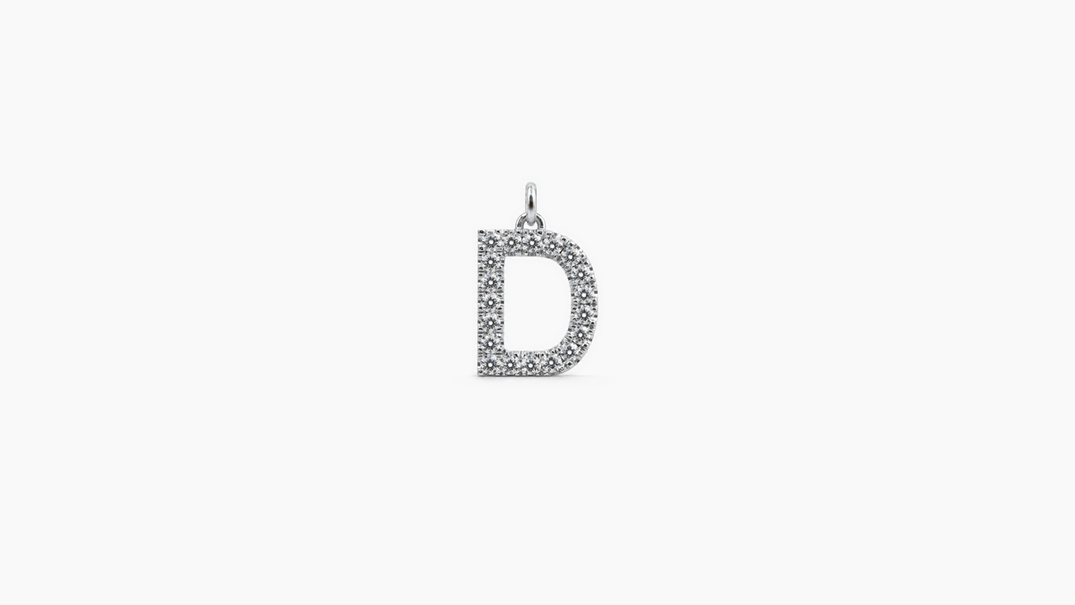 Small Diamond Initial Pendant — D — White Gold