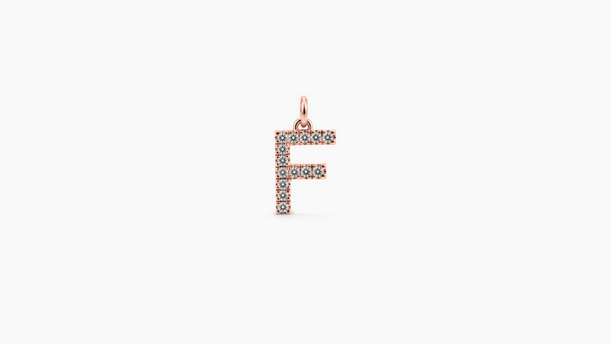 Small Diamond Initial Pendant — F — Rose Gold