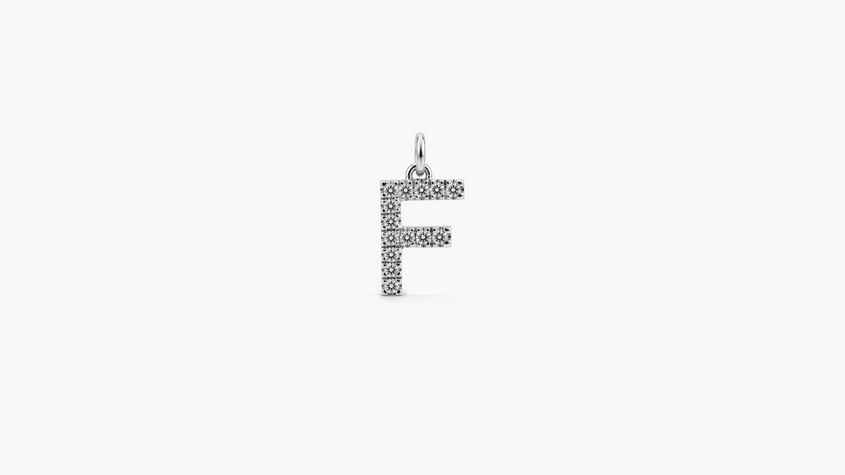 Small Diamond Initial Pendant — F — White Gold
