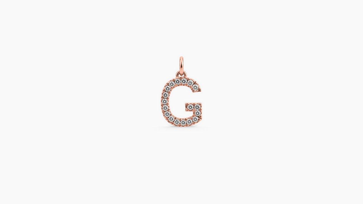 Small Diamond Initial Pendant — G — Rose Gold