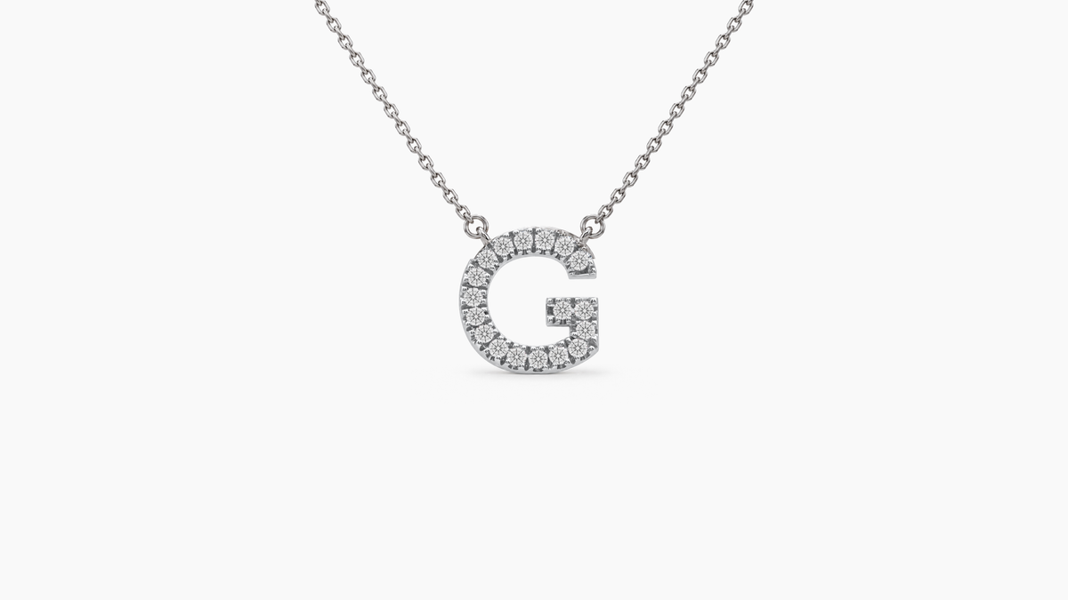 Small Diamond Initial with Chain — G — White Gold
