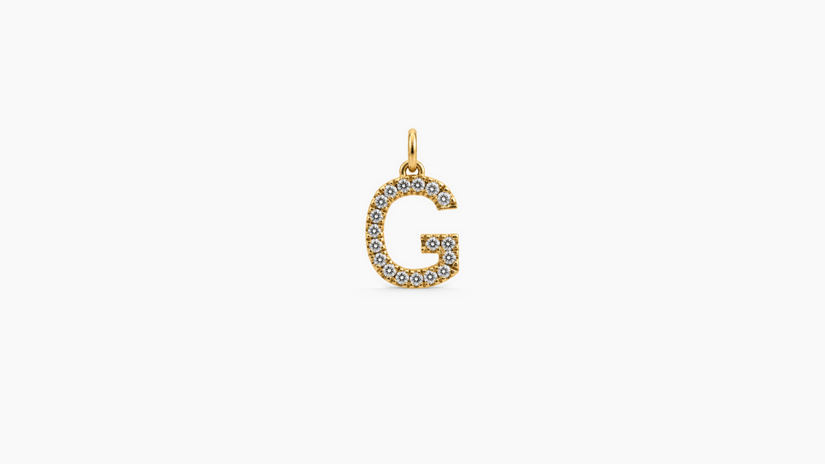 Small Diamond Initial Pendant — G — Yellow Gold
