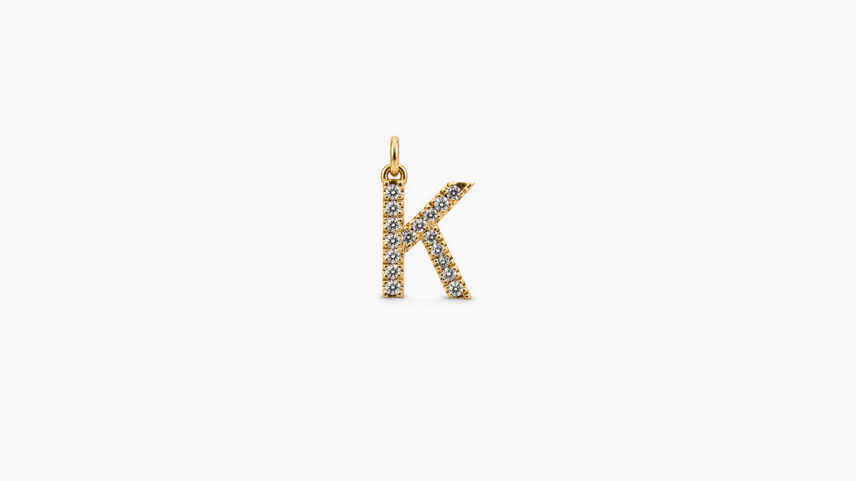 Small Diamond Initial Pendant — K — Yellow Gold