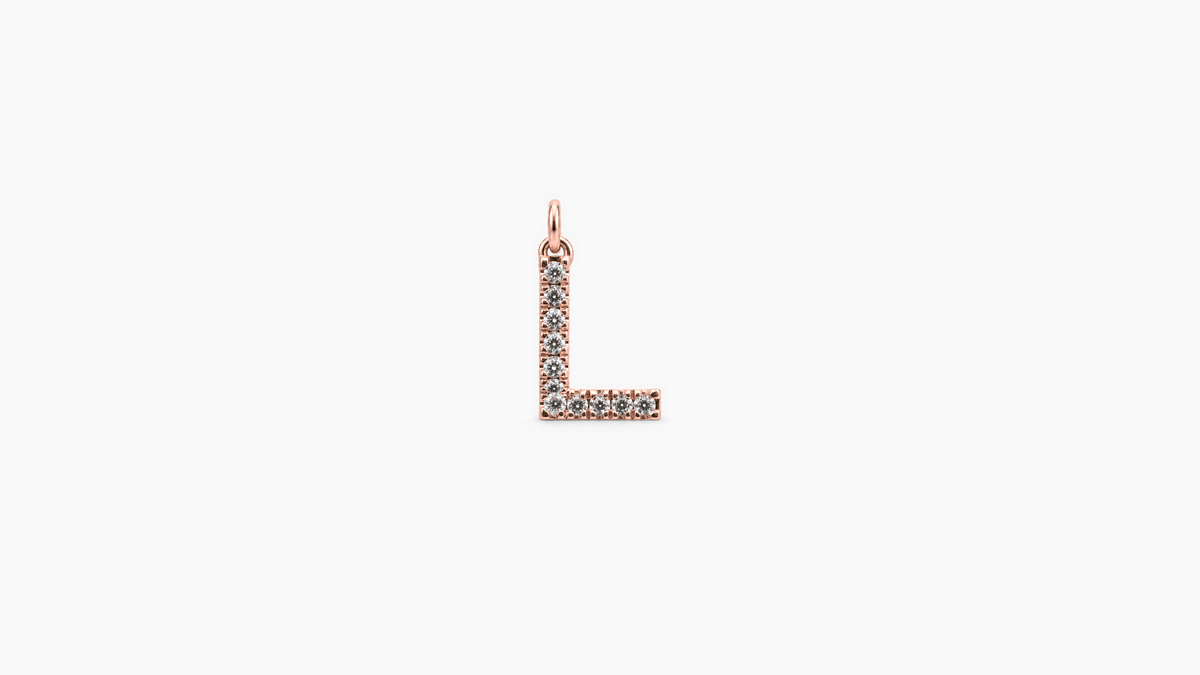 Small Diamond Initial Pendant — L — Rose Gold