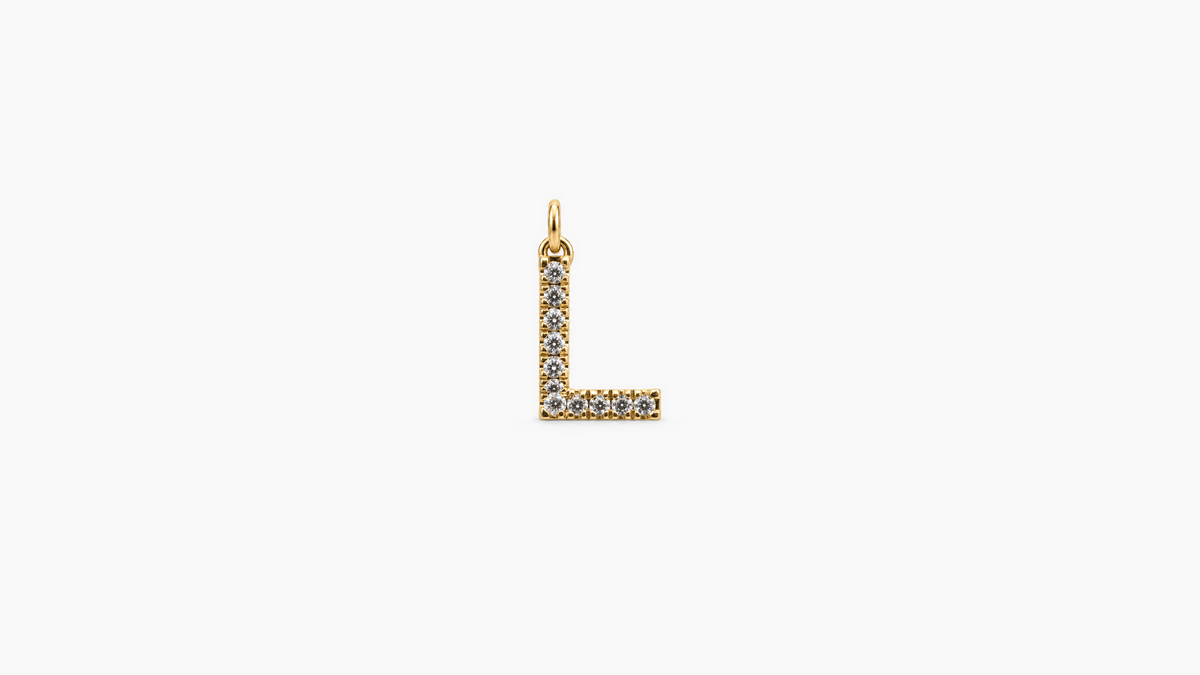 Small Diamond Initial Pendant — L — Yellow Gold