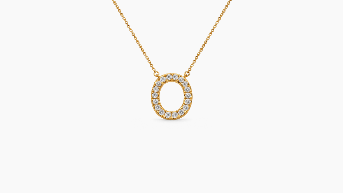 Small Diamond Initial with Chain — O — Yellow Gold