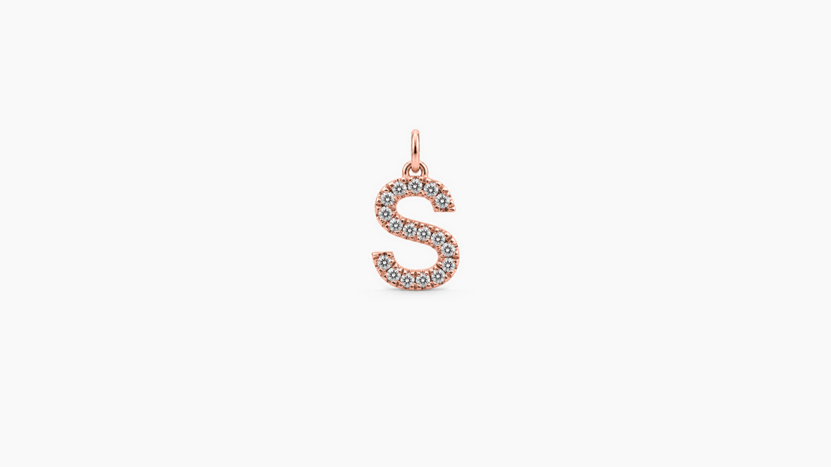 Small Diamond Initial Pendant — S — Rose Gold