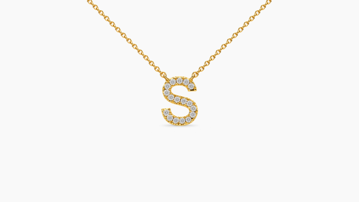 Small Diamond Initial with Chain — S — Yellow Gold