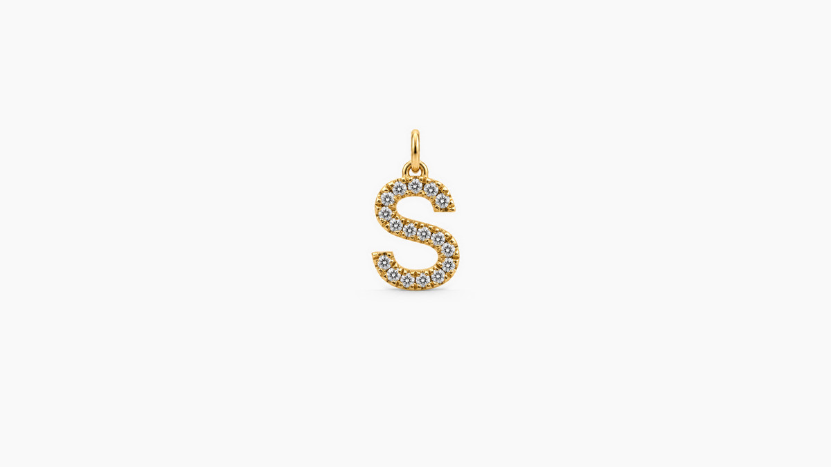 Small Diamond Initial Pendant — S — Yellow Gold