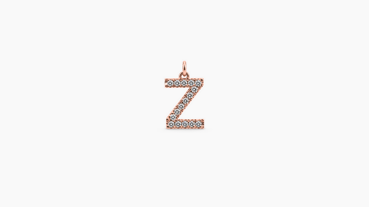 Small Diamond Initial Pendant — Z — Rose Gold