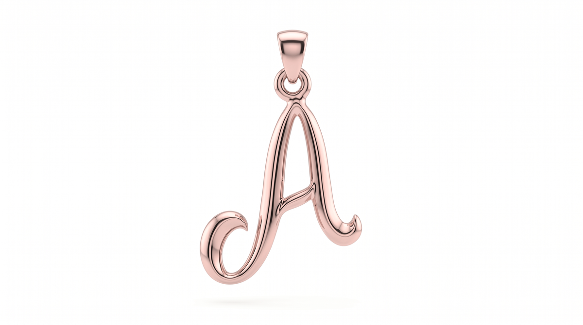 Small Cursive Initial — A — Rose Gold