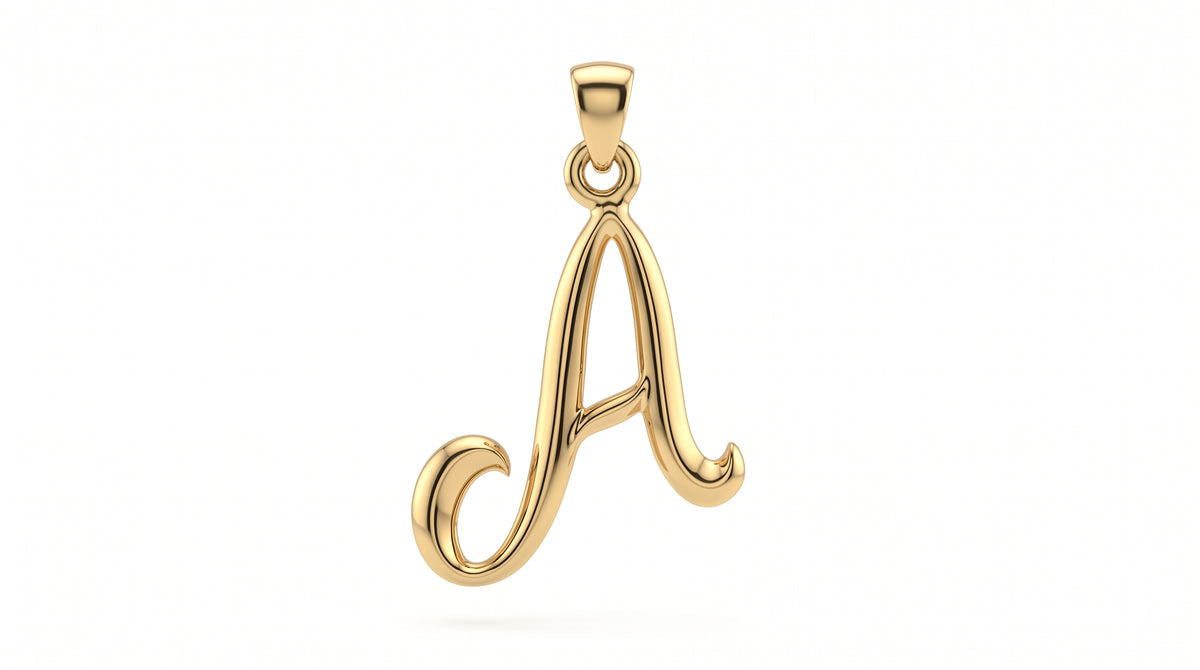Small Cursive Initial — A — Yellow Gold