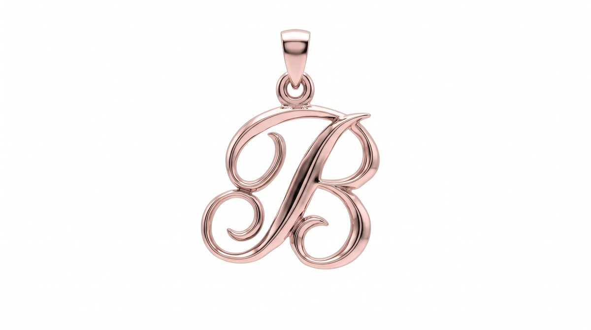 Small Cursive Initial — B — Rose Gold