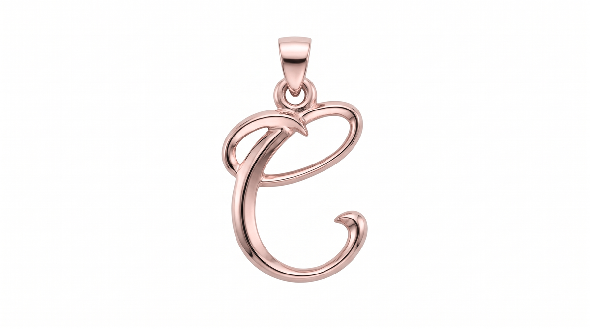 Small Cursive Initial — C — Rose Gold