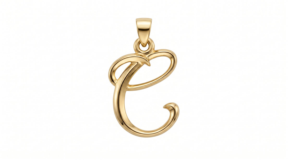 Small Cursive Initial — C — Yellow Gold