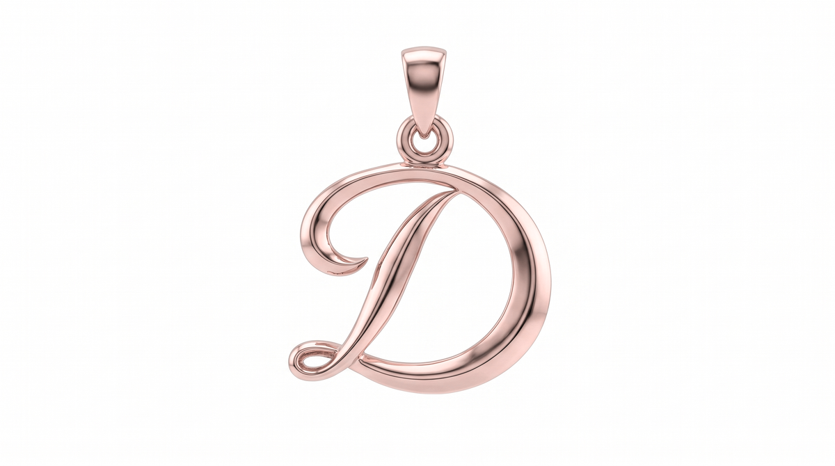 Small Cursive Initial — D — Rose Gold