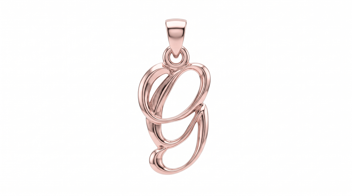 Small Cursive Initial — G — Rose Gold