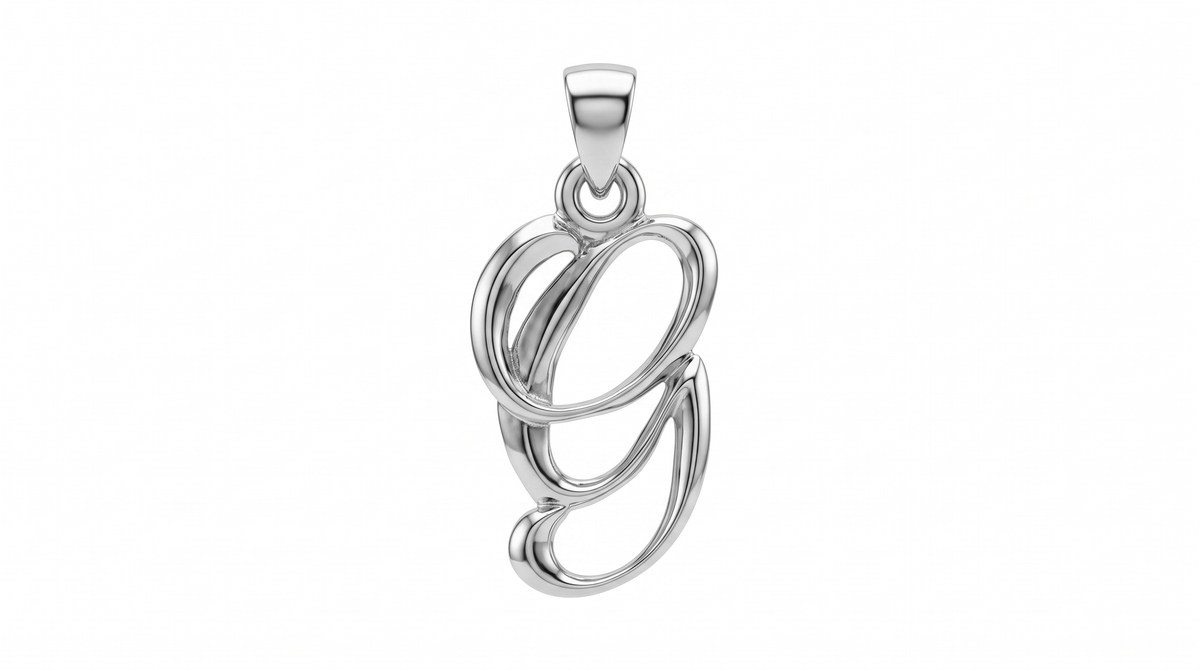 Small Cursive Initial — G — White Gold