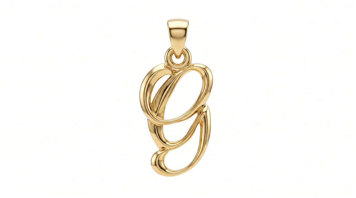 Small Cursive Initial — G — Yellow Gold