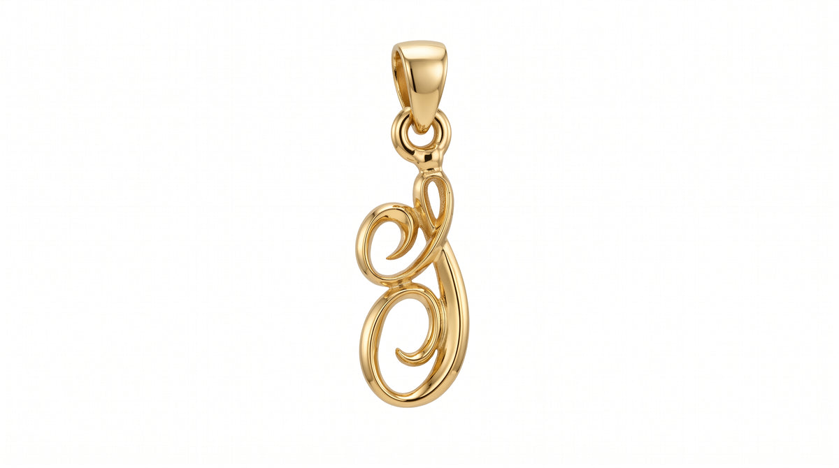 Small Cursive Initial — I — Yellow Gold