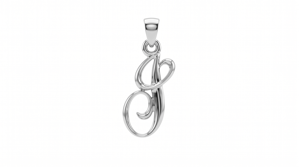Small Cursive Initial — J — White Gold