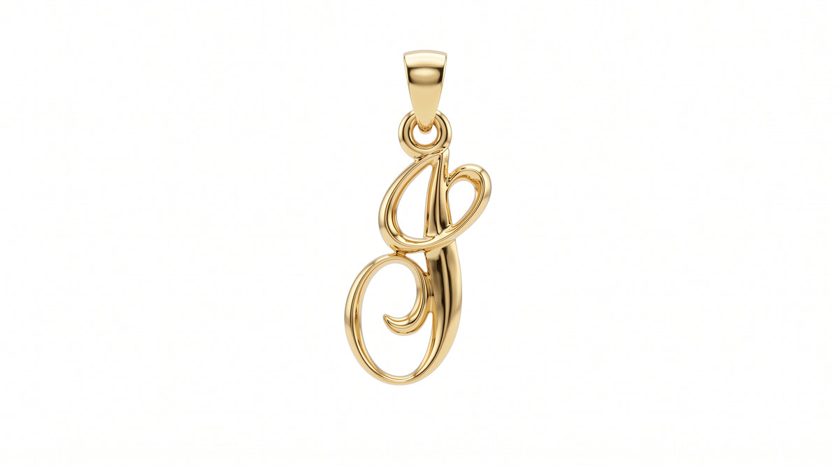 Small Cursive Initial — J — Yellow Gold