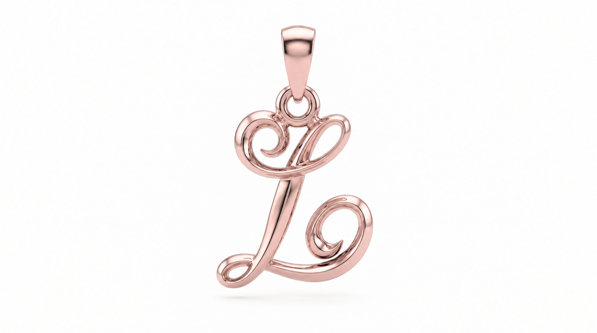 Small Cursive Initial — L — Rose Gold