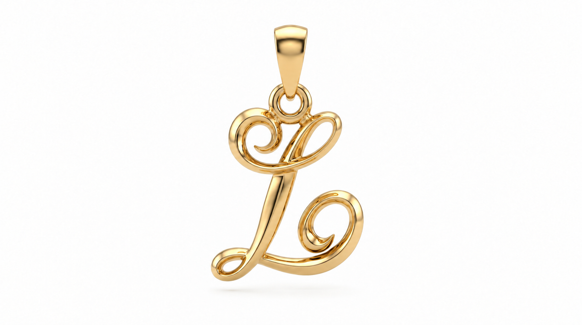 Small Cursive Initial — L — Yellow Gold