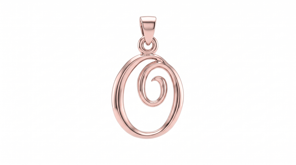 Small Cursive Initial — O — Rose Gold